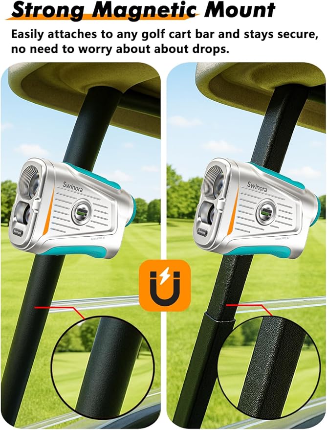 Magnetic Golf Rangefinder with Slope – 7X Magnification, 1300Y Range Finder Golf for All Levels, Fast Flag Lock Vibration, Rechargeable, Waterproof Golf Accessories for Men and Women