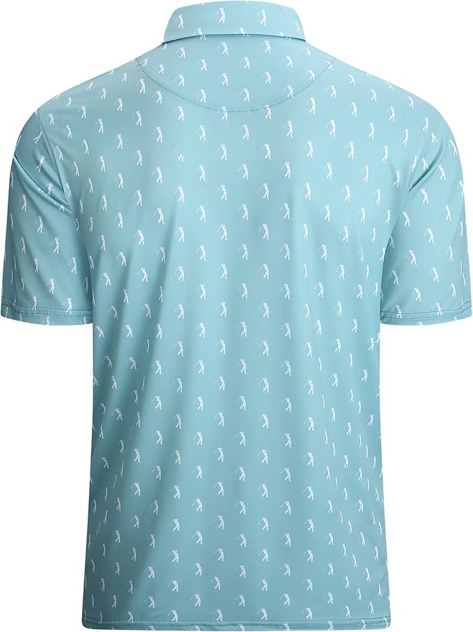Alex Vando Mens Golf Shirt Moisture Wicking Quick-Dry Print Performance Polo Shirts for Men