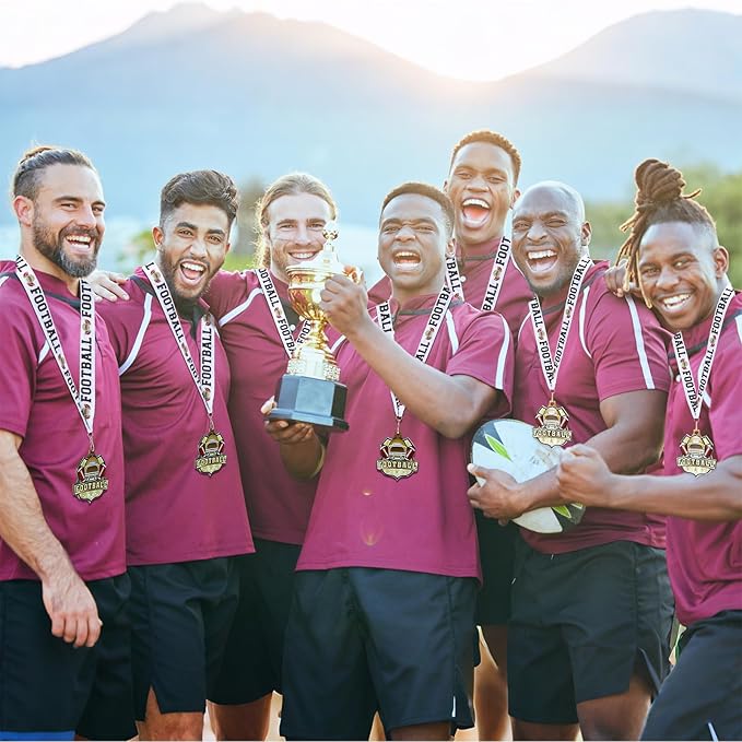 Ecation Medals with Neck Ribbons Soccer Awards Medals Baseball Team Awards Softball T-Ball Flag Football Trophy for Kids Sports Competitions Celebration Gift