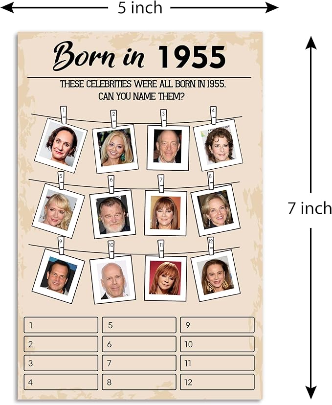 70th Birthday Party Games, Born in 1955 Games Bundle, Birthday Party Supplies - Image 2