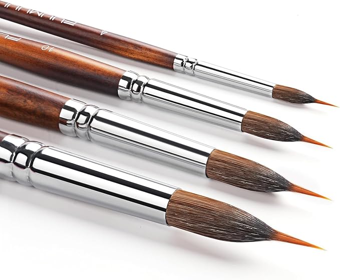 Watercolor Brushes Professional, Fuumuui 4Pcs Extended Needle Point Brushes - Image 2