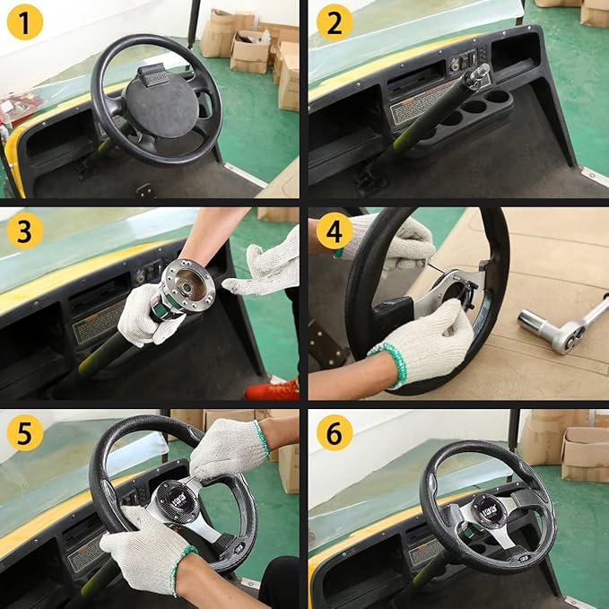 10L0L Golf Cart Steering Wheel, Universal Design Fit for Yamaha, EZGO RXV & TXT, Club Car DS, Club Car Precedent Tempo, Most Golf Cart (Magnet Gray)