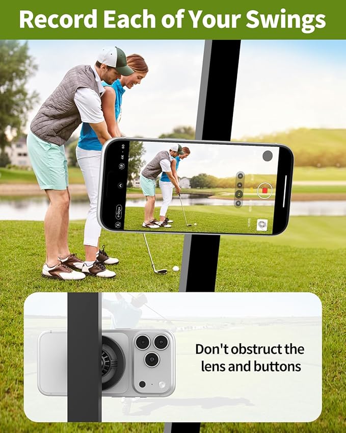 All-Metal Magnetic Golf Cart Phone Holder for iPhone/Samsung/Google, Tool-Free Golf Accessories, Golf Gifts for Men Golfers Dad Husband, Golf Cart Accessories for EZGO/Club Car/Yamaha Golf Cart