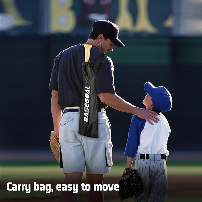 BaseGoal Batting Tee Baseball Tee,Softball Travel Portable Tee Tripod Stand Rubber Tee for Batting Training Practice with Carrying Bag