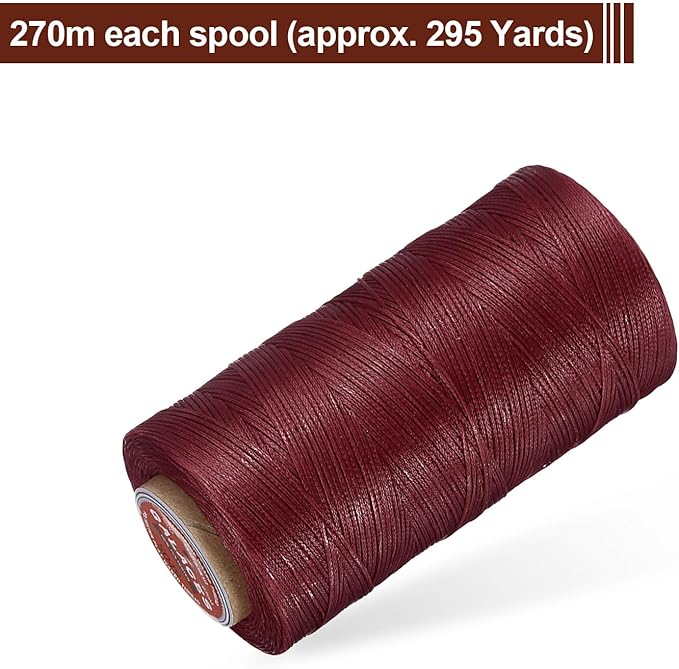 uxcell Flat Leather Sewing Waxed Thread, 270m / 295 Yards Polyester Wax String - Image 3