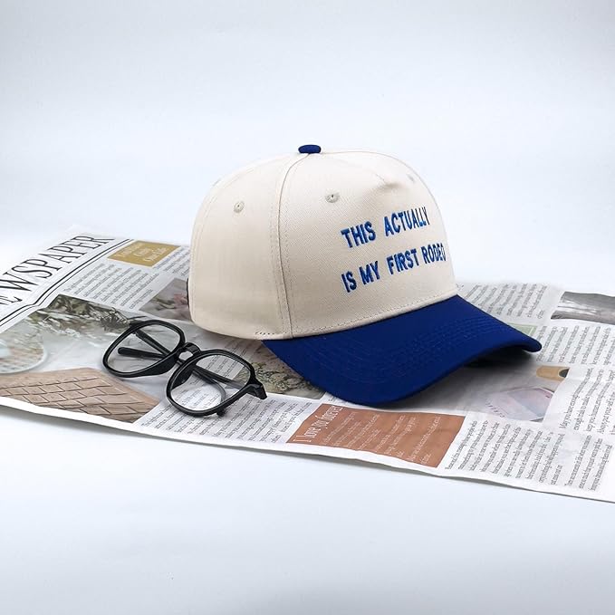 Two-Tone Cotton Baseball Cap with Embroidered Western Sayings - Adjustable Cowboy Style Hat for Men and Women
