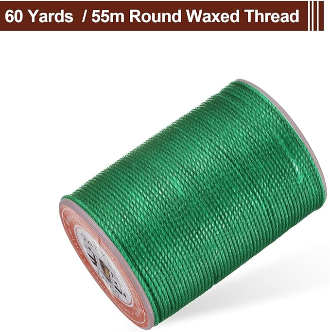 uxcell Round Leather Sewing Waxed Thread, 55m / 60 Yards Wax Polyester String - Image 3