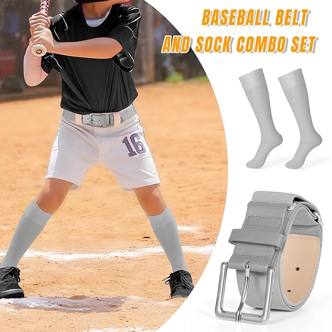 XZQTIVE Baseball Softball Socks and Baseball Softball Belt Combo Set Knee-High Soccer Socks for Kids Youth Adult