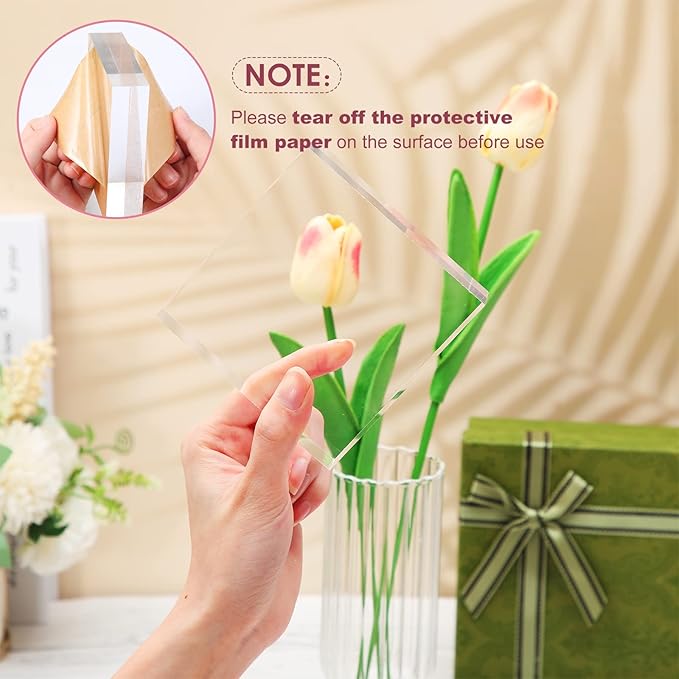 Remerry 8 Pieces Acrylic Display Block 4 x 4 x 1 Inch Clear Polished Acrylic - Image 2