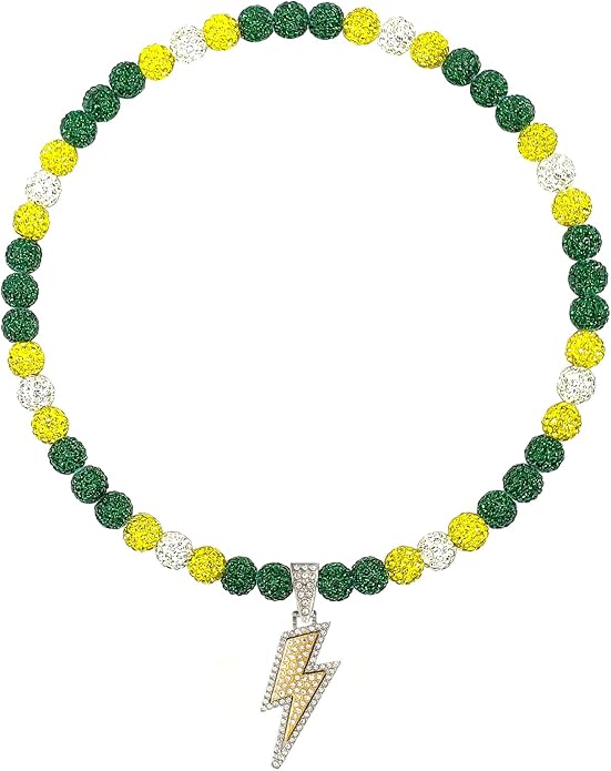 Baseball Necklace for Men 16/18/20 Inch Bling Ice Collection Lightning Bolt Pendant Necklace for Women Rhinestone Clay Beaded Discoball Accessories Gifts for Baseball Team Players Lovers