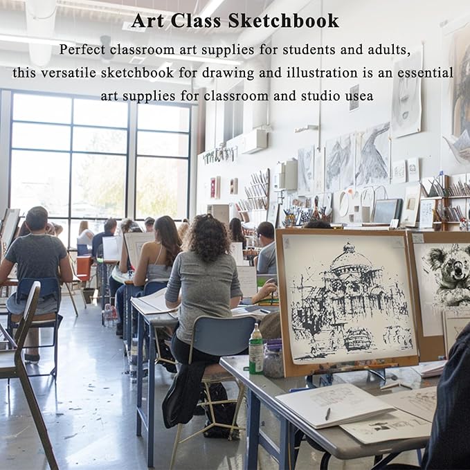 9"X12" Sketch Book Bulk, Top Spiral Bound Sketch Pad, 3 Pack 100 Sheets Each - Image 8