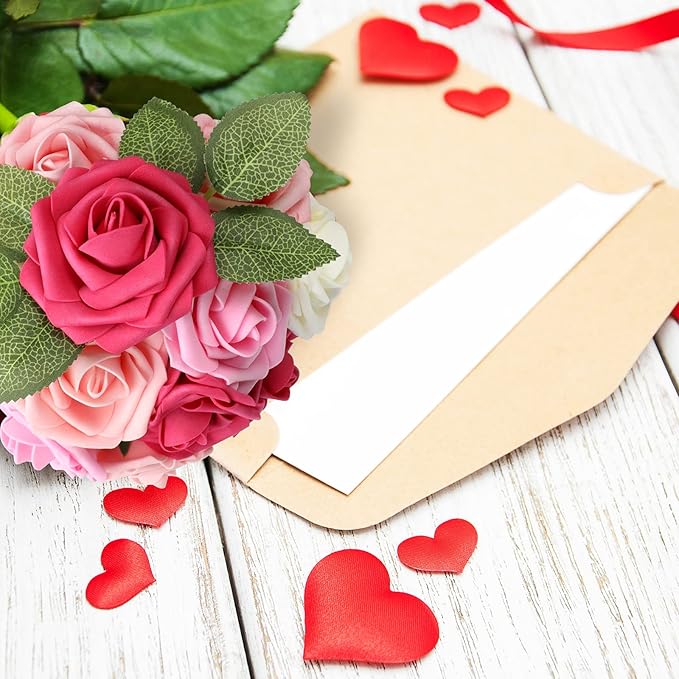 AmyHomie Artificial Flower Seriesa Red Rose 25pcs Real Looking Fake Roses w/Stem - Image 6