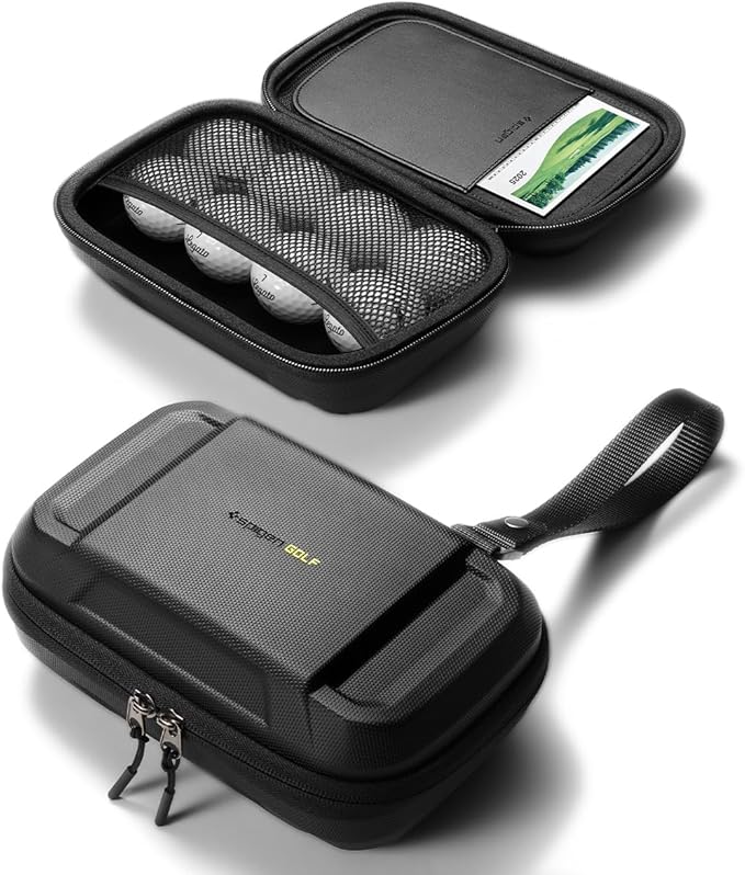 Spigen Golf Accessories Organizer Pouch – Valuables Holder for Balls, Tees, Markers & Gloves, Fits Range Finder, Portable Launch Monitor, Phone & Wallet