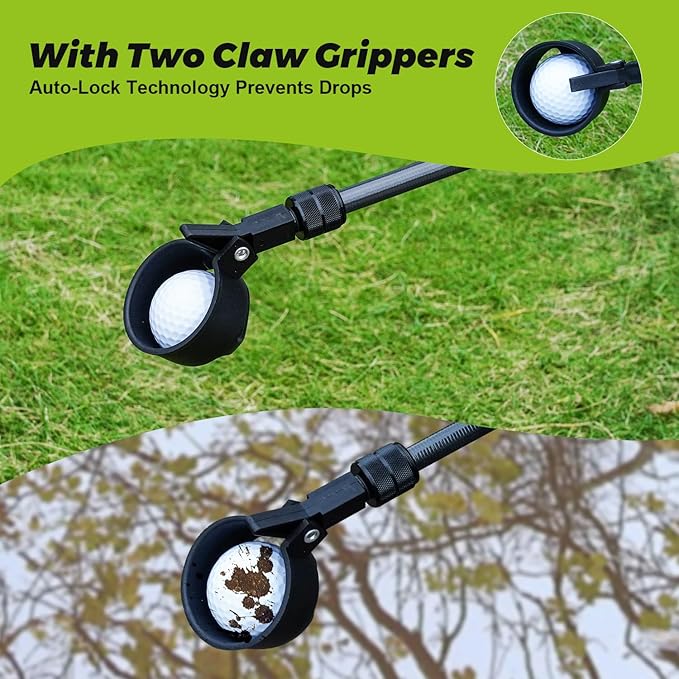 18Ft Golf Ball Retriever Telescopic, Carbon Fiber Golf Ball Picker Upper for Water, Lightweight & Durable Golf Ball Grabber with 2 Claw Sucker Tool, Golf Accessories Gifts for Men Women