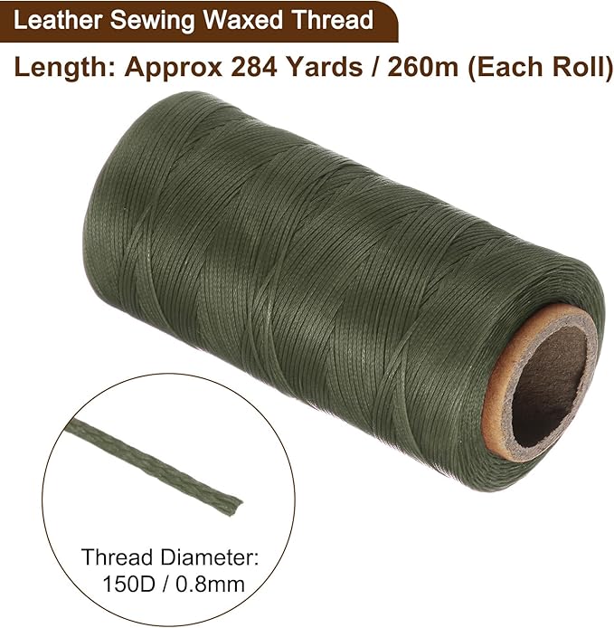 uxcell 150D 0.8mm Flat Waxed Thread 284 Yards Polyester Leather Sewing Waxed - Image 3