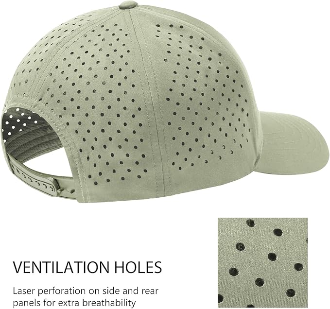 BASSDASH UPF 50+ Quick Dry Baseball Cap Water Resistant Laser Cut Mesh Snapback Hat for Men Women Fishing Hiking FH14