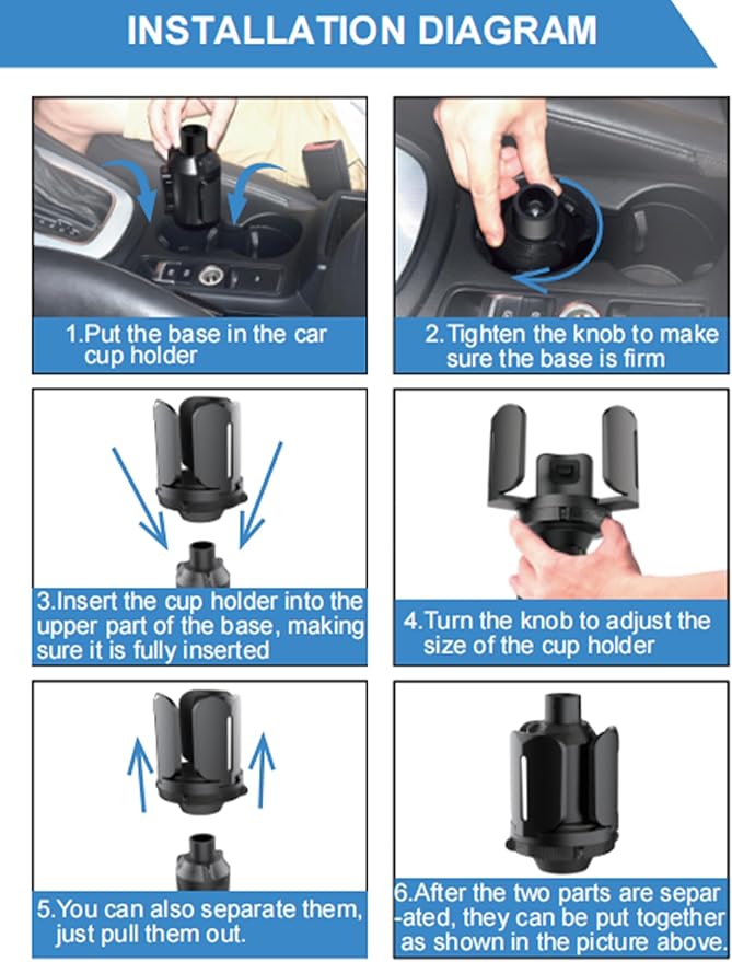 Universal Golf Cart Cup Holder Expander, Adjustable Base & Holder for 1lb Tank, Various Sized Water Bottles & Tumblers, Compatible with EZGO, Club Car, Yamaha, Golf Cart Accessories