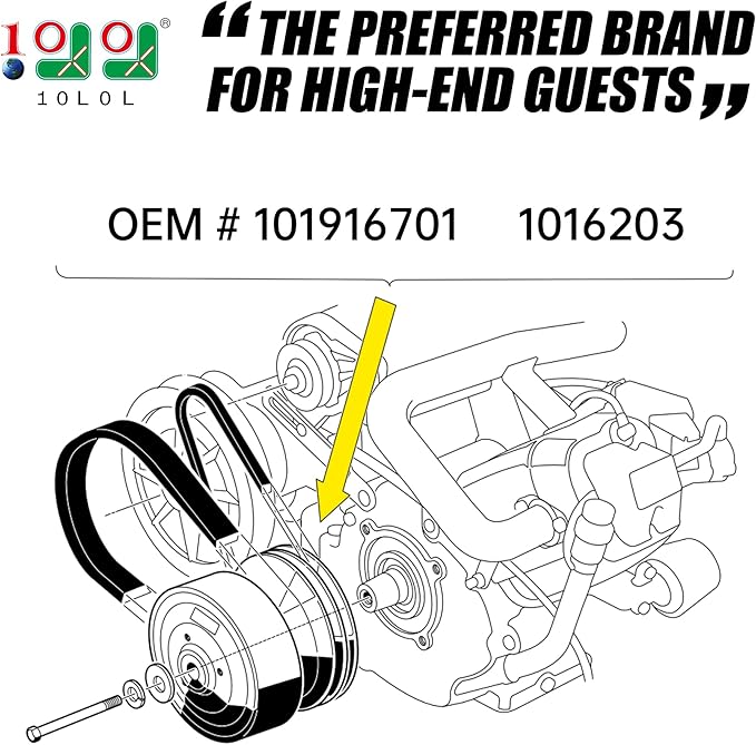 10L0L Golf Cart Drive Belt & Starter Generator Belt Kit for Club Car DS 1992-Up & Precedent 2004-Up, Compatible with FE290, FE350 and Kawasaki OHV Engine, Replaces OEM 101916701