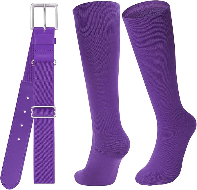 Baseball Socks and Belt for Youth Adult Softball Socks Combo Elastic Waist Belt for Men Kids Boys Girls Women JASGOOD