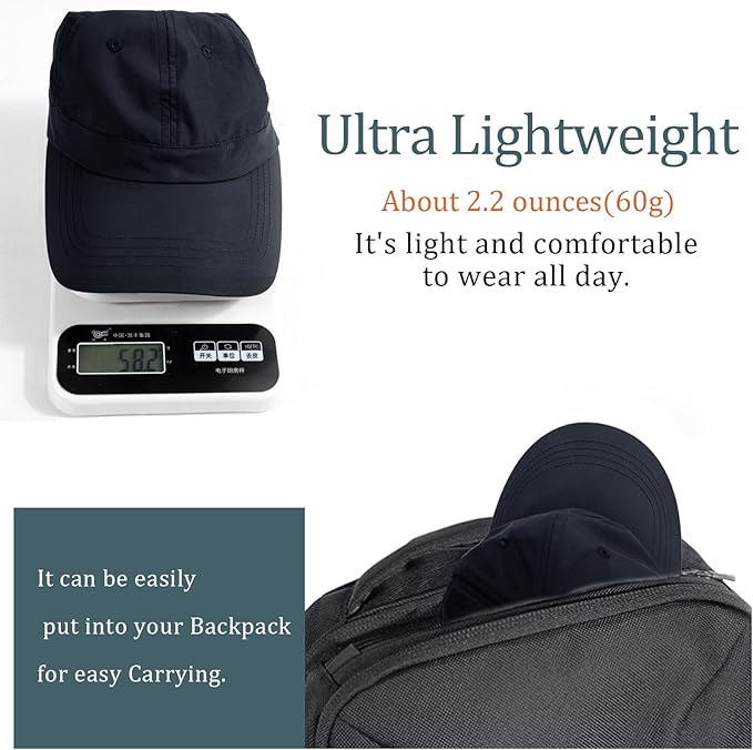 Mens Water-Resistant Baseball Cap Womens Rain Hat Foldable Outdoor Running Sun Fishing hat