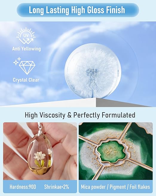 Nicpro UV Resin 1000g, Upgrade Crystal Clear Ultraviolet Epoxy Resin Glue Kit - Image 4