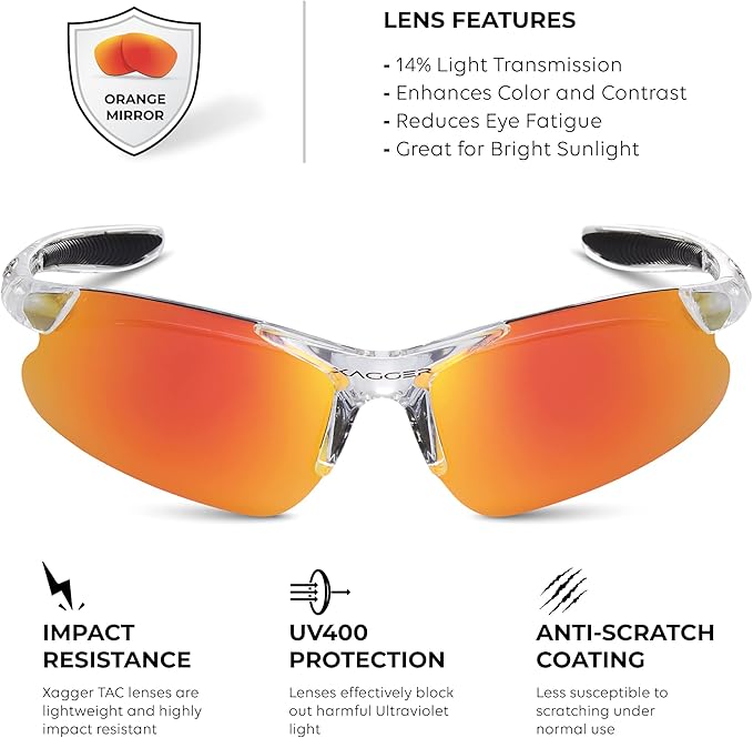 Xagger Kids Youth Polarized Sports Sunglasses for Boys Girls Baseball Softball Glasses TR90 Frame
