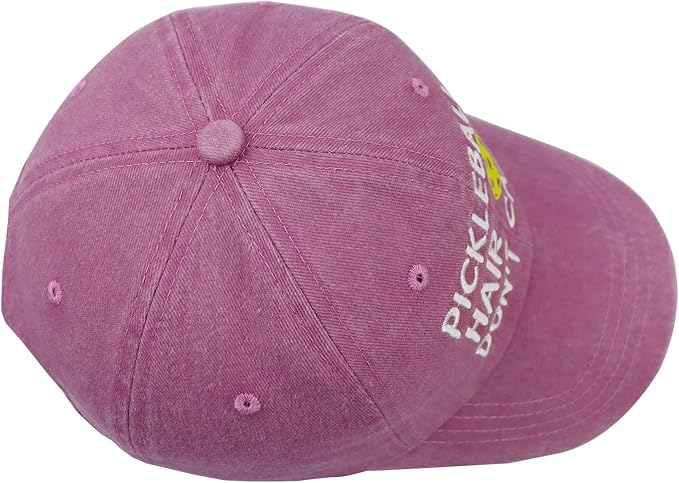 Pickleball Hair Don't Care Hats for Men Women, Funny Adjustable Embroidered Wash Cotton Gifts Baseball Caps