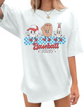MOUSYA Baseball Shirts Women Oversized Baseball Mom Tshirt Baseball Heart Graphic Tee