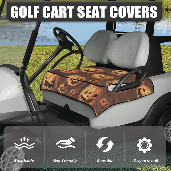 Golf Cart Seat Covers, Universal Golf Cart Seat Towel Blanket with 4 Front Pockets & Nonskid Bottom Fits for Club Car 2 Person Seats Golf Carts