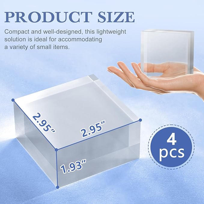 Acrylic Blocks 3 X 3 X 2 Inch 4 Pcs Acrylic Base Stand - Image 3