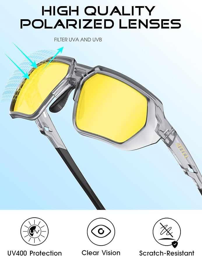 ATTCL Sports Polarized Sunglasses for Men: Womens UV400 Protection, Lightweight Wrap Around TR90 Frame for Fishing Golf