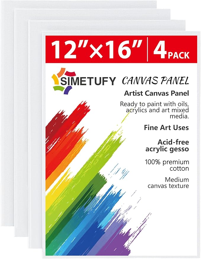 Simetufy 4 Pack Flat Canvas Boards by Simetufy