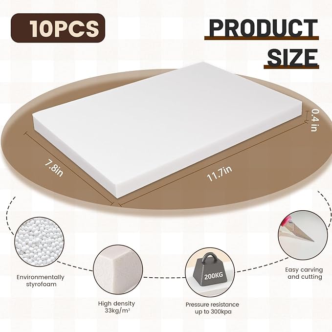 Gvereld High Density XPS Foam Board, 10 Pack 11.7x7.8x0.4in Polystyrene Craft - Image 3