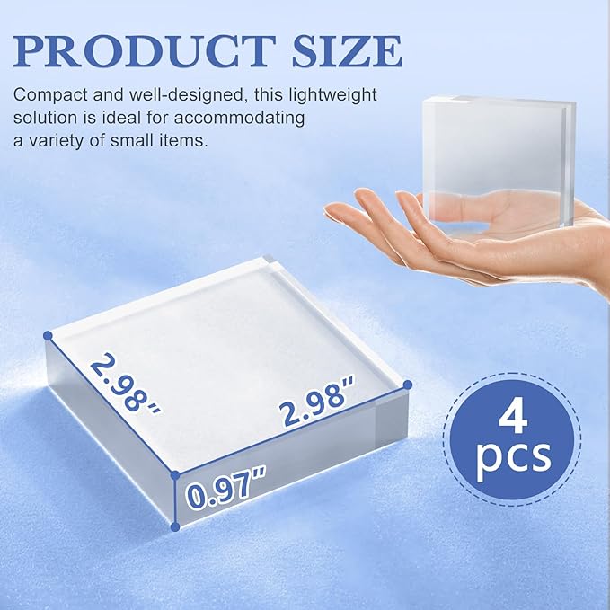 Acrylic Blocks 3 X 3 X 1 Inch 4 Pcs Acrylic Base Stand - Image 3