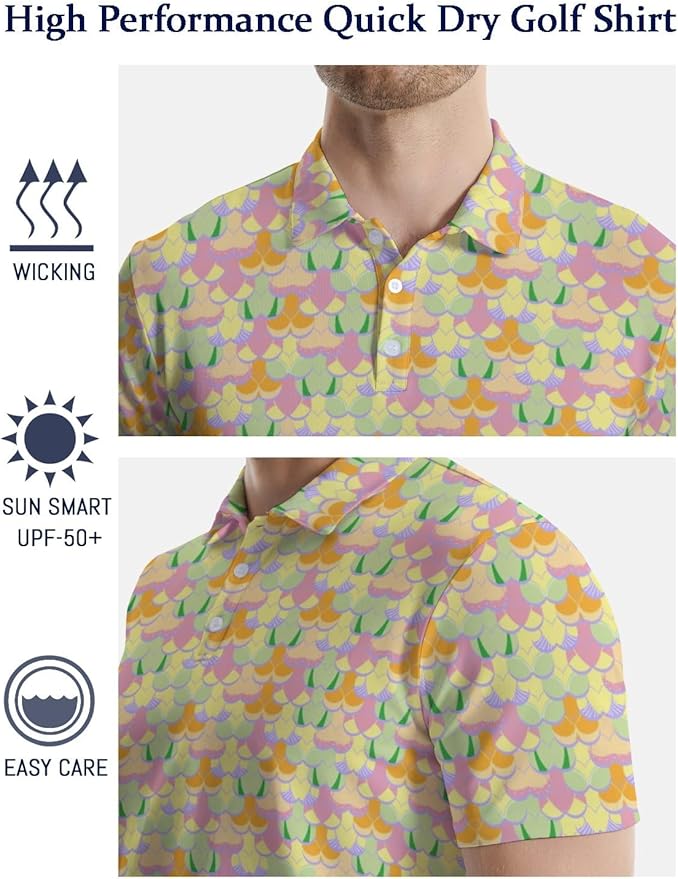 Mens Golf Shirts Golf Polo Shirts for Men Short Sleeve Polo Shirts Golf Gifts
