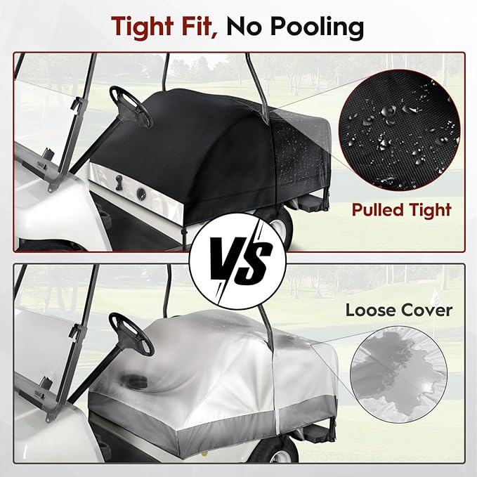 Mixsuper Golf Cart Seat Rain Cover for EZGO, Club Car, Yamaha Cart 2+2/4 Passengers with Transparent Windows 2+2 Seats Rain Covers, 7 Layers 600D Waterproof, Universal Fit, Golf Accessories