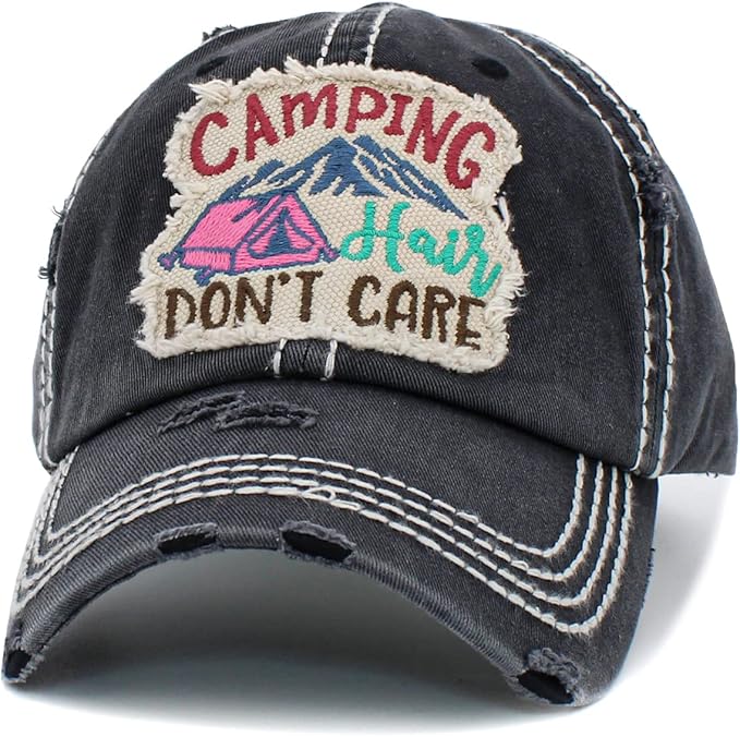 Funky Junque Distressed Vintage Baseball Cap - Embroidered Patch Women's Hat - Holiday, Lifestyle & Patriotic Designs