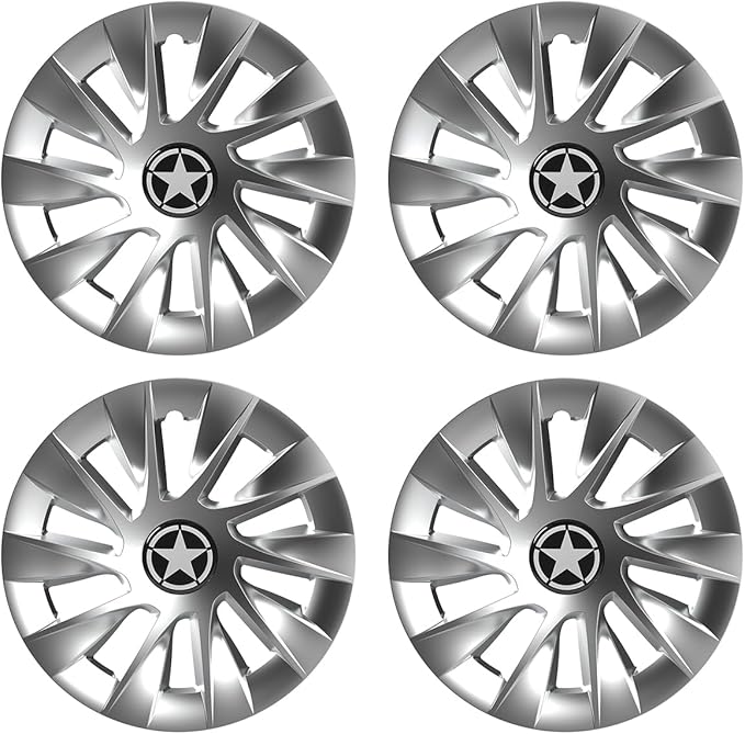 8 Inch Golf Cart Hub Caps Wheel Covers for EZGO Yamaha Club Car Accessories, 4PCS Snap-On Plastic Hubcaps Chrome Finish 8" Wheel Covers Rim Cover Tire Hub Cap Hubcap Golf Cart, Glittering Silver