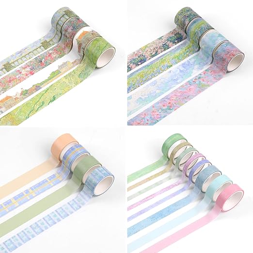 Dizdkizd Floral Green Washi Tape Set, 20 Rolls Cute Seasonal Masking Tape - Image 3
