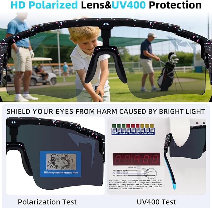 2-Sizes Kids Youth Baseball Sunglasses Men Women Vipers Sunglasses Softball Boys Girl True Polarization &UV Protection