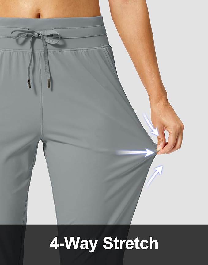 Soothfeel Women's Pants with 4 Pockets 7/8 Stretch High Waisted Sweatpants Travel Athletic Work Golf Pants for Women