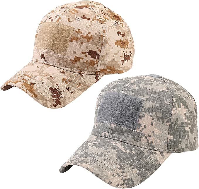 4 Pack Camo Baseball Caps, Unisex Structured Plain Baseball Hats, Army Military Camouflage Hat for Sport Tactical Game