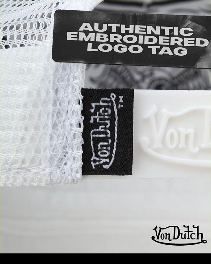 Von Dutch Unisex Trucker Hat - Velvet Curved Bill Mesh Back Retro Classic Adjustable Snapback Baseball Cap for Men and Women