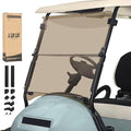 10L0L Golf Cart Windshield for Club Car Precedent 2004-Up, Tempo, 2017-Up Onward, Clear/Tinted Fold Down Club Car Windshield Anti-UV Impact Resistant, HD View, 37.5" W X 33.6" H