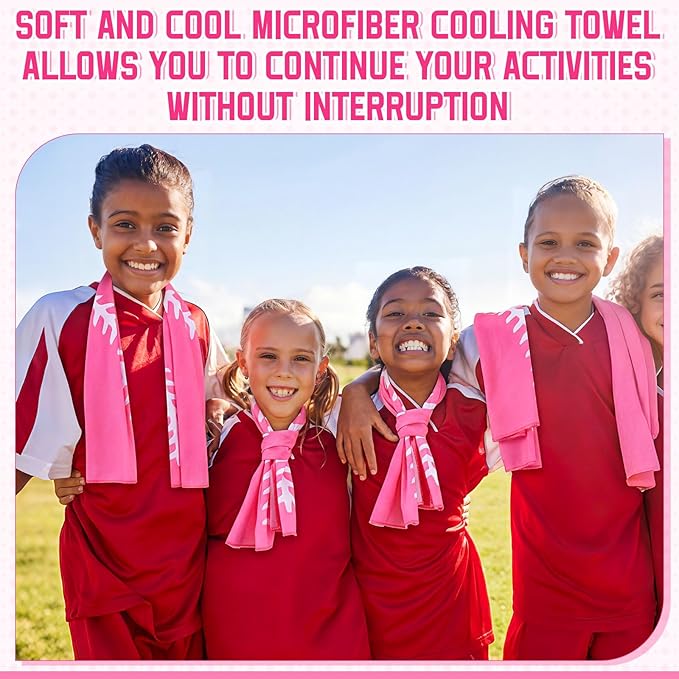 FuWeave 12 Pcs Sports Cooling Towels 30 x 9 Inch Baseball Basketball Softball Breathable Soccer Football Volleyball Microfiber Ice Towel Fast Drying for Party Favors Team Gift (Rose red)
