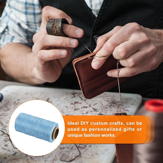 MECCANIXITY Waxed Thread, 284 Yard 0.8mm 150D Flat Wax Thread Polyester Waxed - Image 6