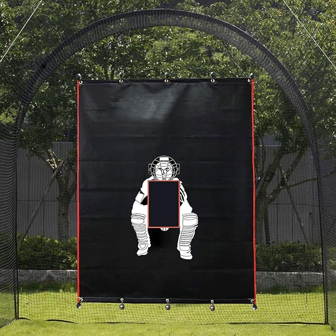 Batting Cage Backstop with Strike Zone Heavy Duty PVC Coated Oxford Fabric Vinyl Baseball Backstops with Catcher Softball Pitcher Training Equipment Aid