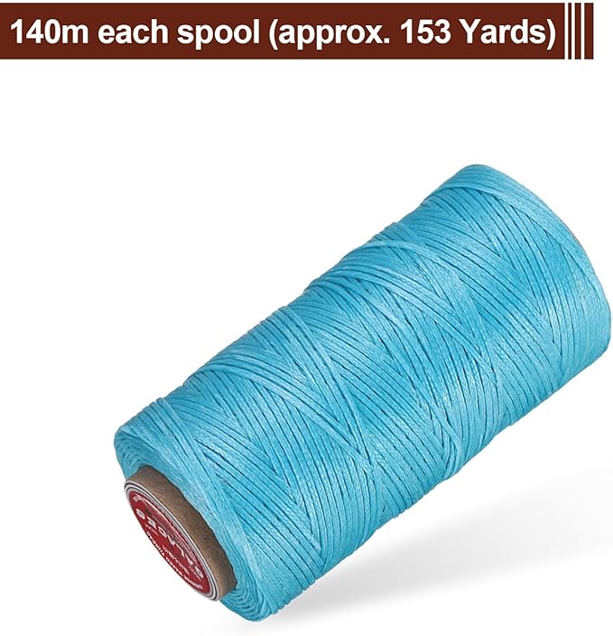 uxcell Flat Leather Sewing Waxed Thread, 140m / 153 Yards Polyester Wax String - Image 3