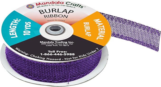 Mandala Crafts Purple Burlap Ribbon 1.5 Inches Wide Jute Ribbons - Image 4