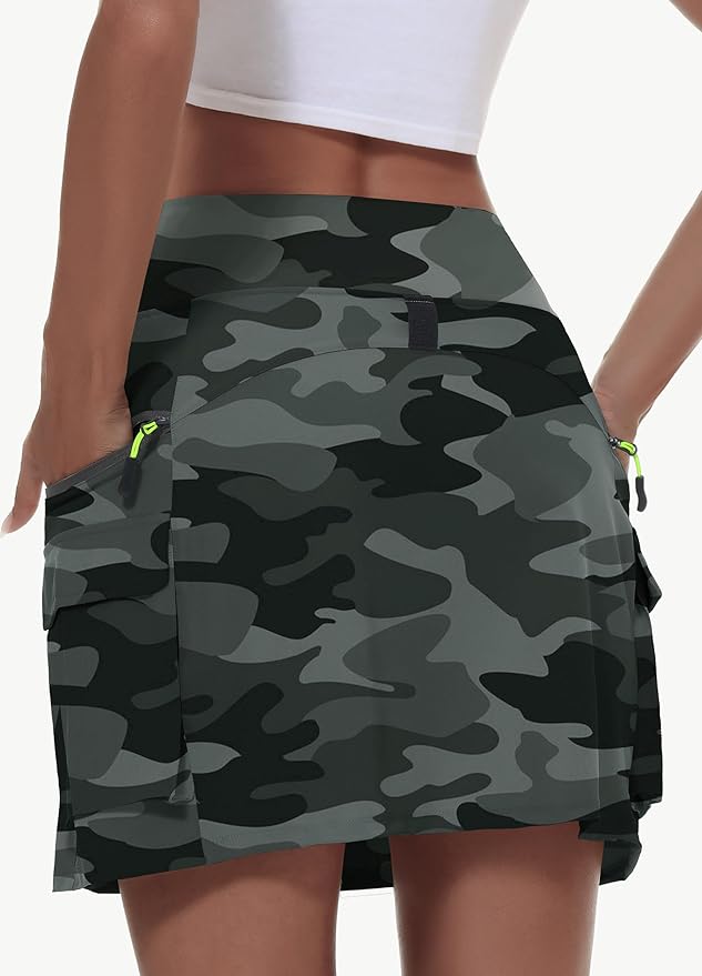 MIVEI Skorts for Woman - Hiking Cargo Skorts with Zipper Pockets, High Waisted Quick Dry Golf Workout, Dressy Casual